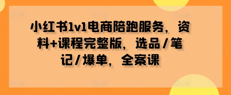 小红书1v1电商陪跑服务,资料+课程完整版,选品/笔记/爆单,全案课-聚富社