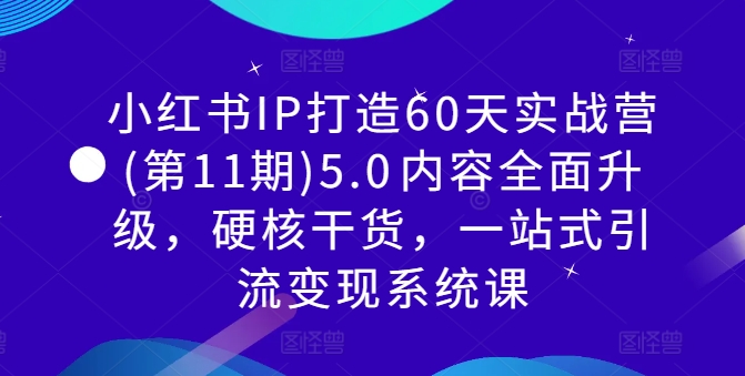 小红书IP打造60天实战营(第11期)5.0内容全面升级,硬核干货,一站式引流变现系统课-聚富社