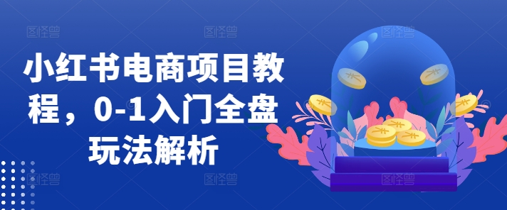 小红书电商项目教程,0-1入门全盘玩法解析-聚富社