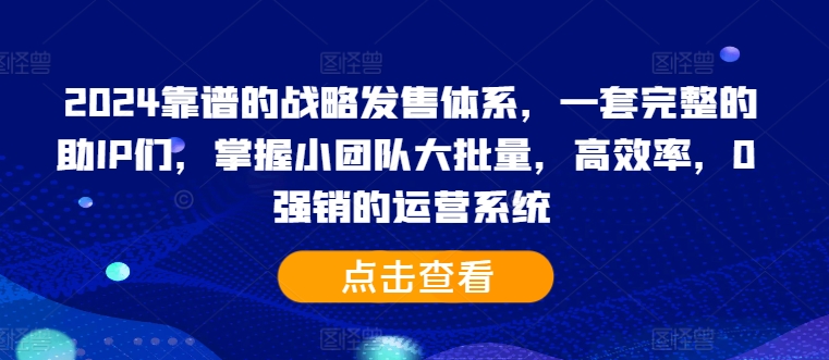 2024靠谱的战略发售体系,一套完整的助IP们,掌握小团队大批量,高效率,0 强销的运营系统-聚富社