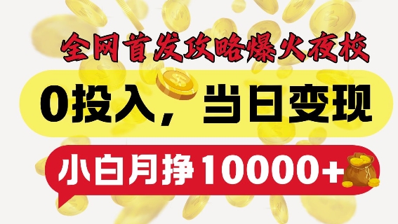 全网首发爆火夜校,0投入,当日变现,小白轻松月入1w+【揭秘】-聚富社