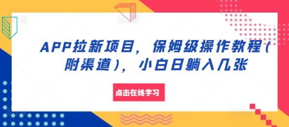 APP拉新项目,保姆级操作教程(附渠道),小白日躺入几张【揭秘】-聚富社