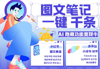 AI隐藏功能,秒生笔记,1分钟产出几千条,教你玩赚小红书小绿书图文引流,变现3w-聚富社