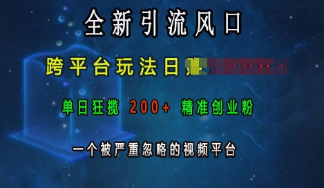 全新引流风口，跨平台玩法日入上k，单日狂揽200+精准创业粉，一个被严重忽略的视频平台-聚富社