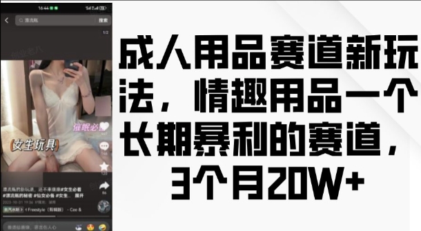 成人用品赛道新玩法,情趣用品一个长期暴利的赛道,3个月收益20个【揭秘】-聚富社