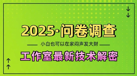 2025问卷调查最新工作室技术解密:一个人在家也可以闷声发大财,小白一天2张,可矩阵放大【揭秘】-聚富社