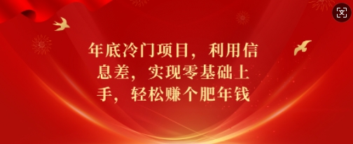 年底冷门项目,利用信息差,实现零基础上手,轻松赚个肥年钱【揭秘】-聚富社
