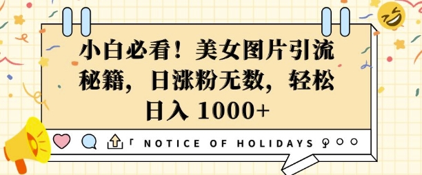 小白必看,美女图片引流秘籍,日涨粉无数,轻松日入几张【揭秘】-聚富社