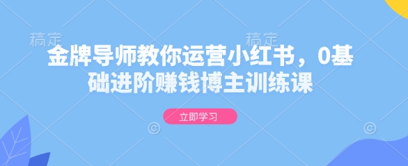 金牌导师教你运营小红书,0基础进阶赚钱博主训练课-聚富社
