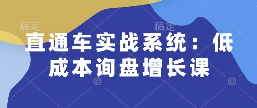 直通车实战系统:低成本询盘增长课,让个人通过技能实现升职加薪,让企业低成本获客,订单源源不断-聚富社