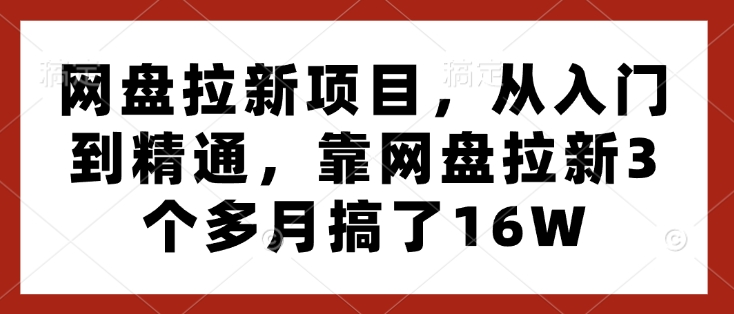 网盘拉新项目,从入门到精通,靠网盘拉新3个多月搞了16W-聚富社