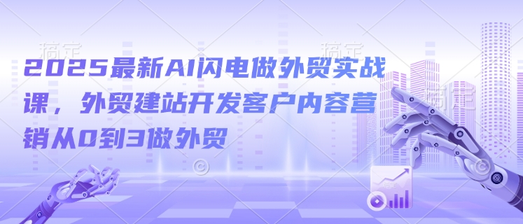2025最新AI闪电做外贸实战课,外贸建站开发客户内容营销从0到3做外贸-聚富社