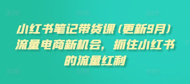 小红书笔记带货课(更新25年2月)流量电商新机会,抓住小红书的流量红利-聚富社
