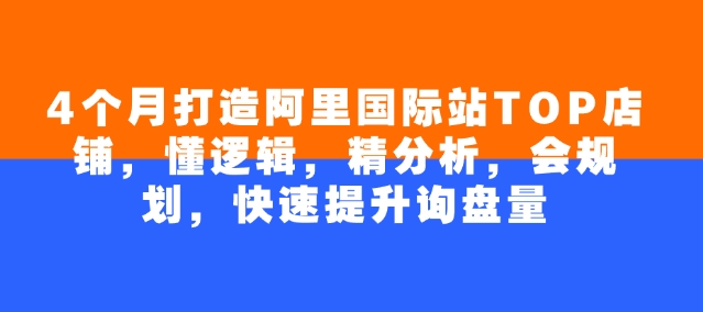 4个月打造阿里国际站TOP店铺,懂逻辑,精分析,会规划,快速提升询盘量-聚富社