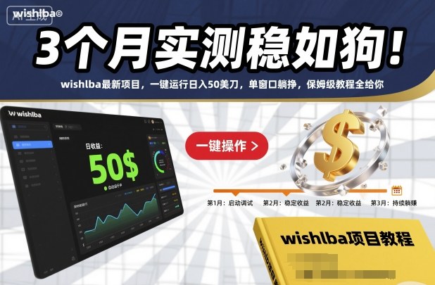3个月实测稳如狗！wishlba最新项目，一键运行日入50美刀，单窗口躺挣，保姆级教程全给你【揭秘】-聚富社