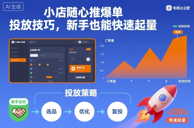 小店随心推爆单投放技巧，新手也能快速起量-聚富社