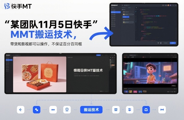 某团队11月5日快手MT搬运技术，带货和影视都可以操作，不保证百分百同框，自测-聚富社