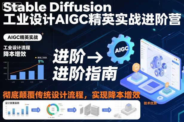 Stable Diffusion工业设计AIGC精英实战进阶营，彻底颠覆传统设计流程，实现降本增效-聚富社