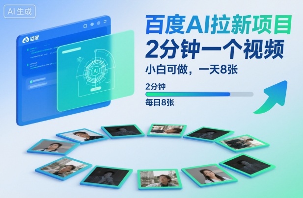 百度AI拉新项目，2分钟一个视频，小白可做，一天8张【附案例+保姆级教程】-聚富社
