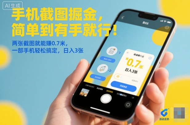 手机截图掘金，简单到有手就行！两张截图就能賺0.7米，一部手机轻松搞定，日入3张【揭秘】-聚富社