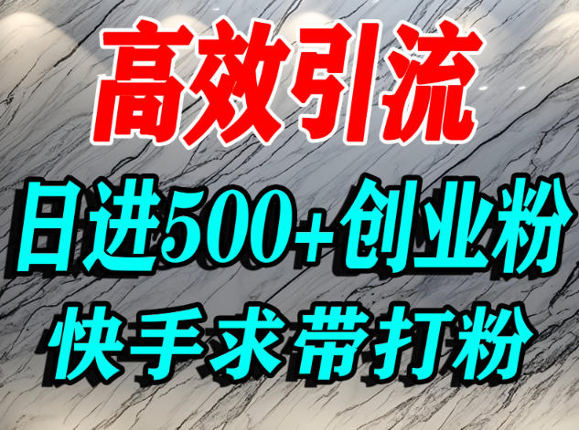 怎么打创业粉？快手求带视角精准引流创业粉，宝妈、学生群体日进500+精准流量-聚富社