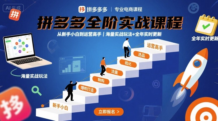 拼多多全阶实战课程，从新手小白到运营高手，海量实战玩法+全年实时更新【2025年10月更新】-聚富社