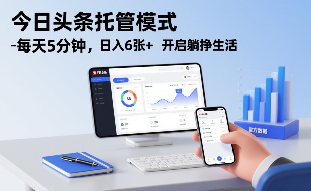 今日头条托管模式，每天5分钟，日入6张+，开启躺挣生活【揭秘】-聚富社