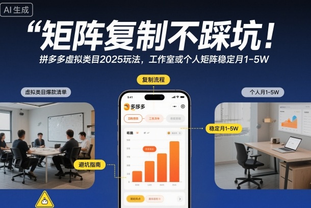 矩阵复制不踩坑！拼多多虚拟类目2025玩法，工作室或者个人矩阵稳定月1-5W【揭秘】-聚富社