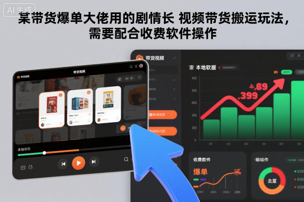 某带货爆单大佬用的剧情长视频带货搬运玩法，需要配合收费软件操作-聚富社
