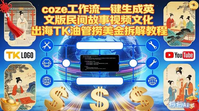 Coze扣子工作流一键生成英文版民间故事视频，文化出海TK油管捞美金拆解教程-聚富社