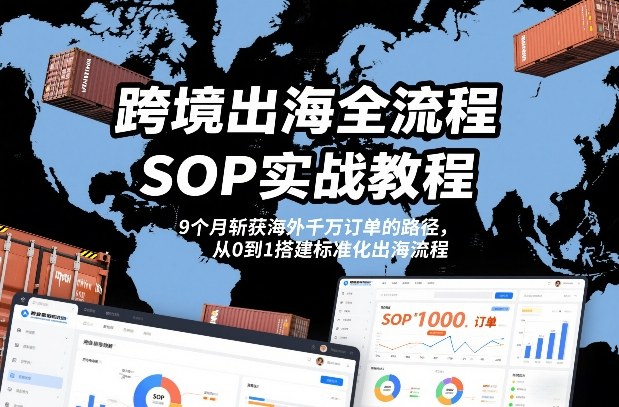 跨境出海全流程全盘托出SOP实战教程，9个月斩获海外千万订单的路径，从0到1搭建标准化出海流程-聚富社