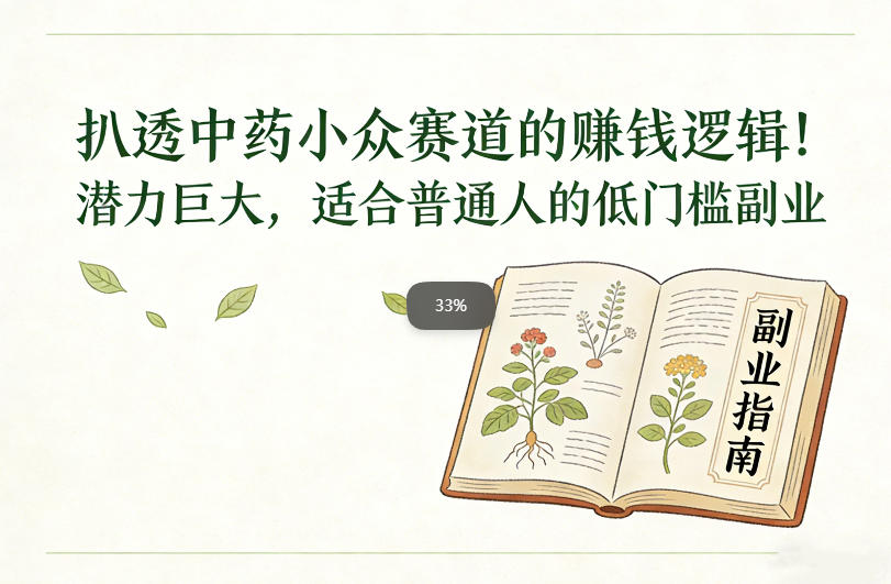 扒透中药小众赛道的賺米逻辑，潜力巨大，适合普通人的低门槛副业-聚富社