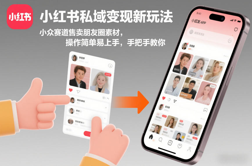 小红书私域变现新玩法，小众赛道售卖朋友圈素材，操作简单易上手，手把手教你-聚富社