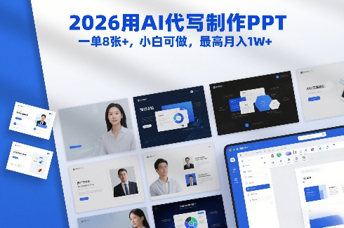 2026用AI代写制作PPT，一单8张+，小白可做，最高月入1W+-聚富社