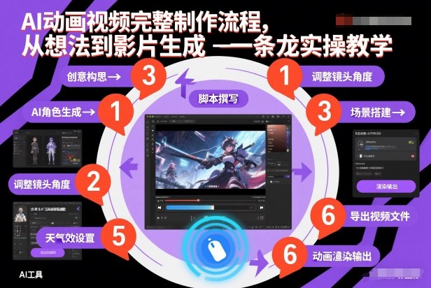AI动画视频完整制作流程，从想法到影片生成一条龙实操教学-聚富社