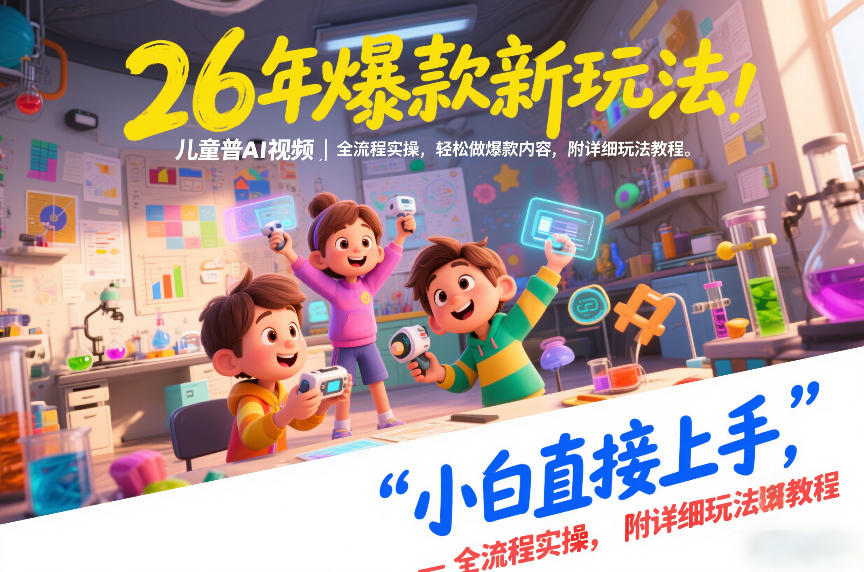 26年爆款新玩法，儿童科普AI视频，全流程实操，轻松做爆款内容，小白直接上手，附详细玩法教程-聚富社