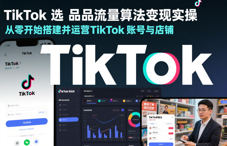 TikTok选品流量算法变现实操，从零开始搭建并运营TikTok账号与店铺-聚富社