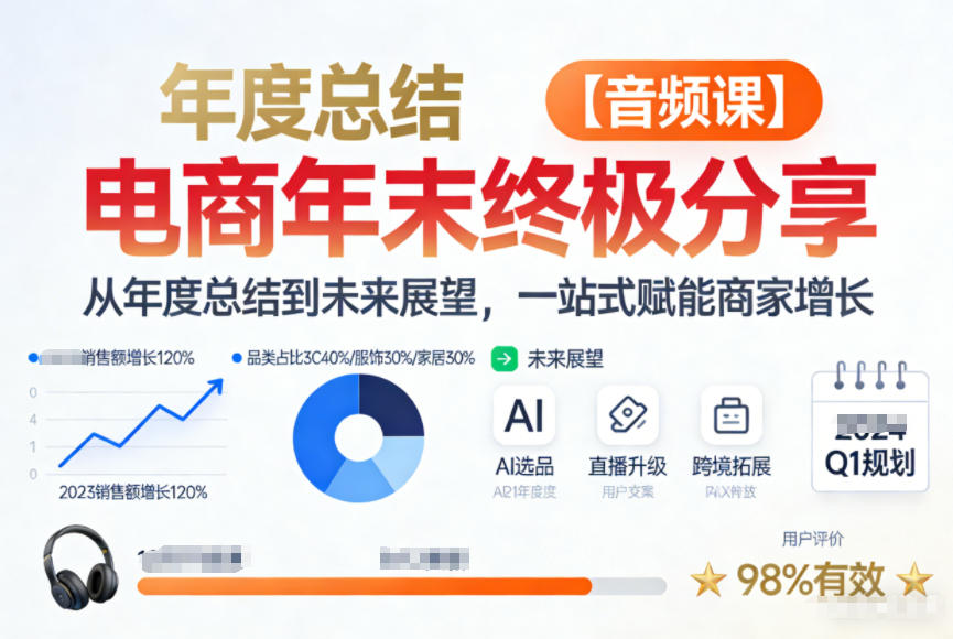 电商年未终极分享，从年度总结到未来展望，一站式赋能商家增长【音频课】-聚富社