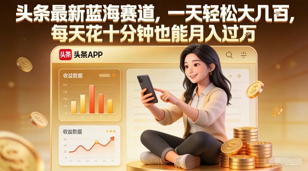 头条最新蓝海赛道，一天轻松大几张，每天花十分钟也能月入过1W【揭秘】-聚富社