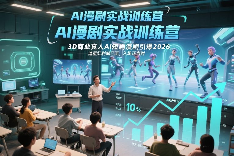 AI漫剧实战训练营，3D商业真人AI短剧漫剧引爆2026，流量红利期已至，入场正当时-聚富社