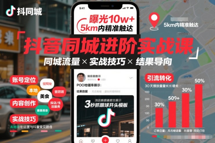 抖音同城进阶实战课，助你同城流量拿到结果-聚富社