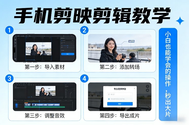 手机剪映剪辑教学，小白也能学会的操作，秒出大片-聚富社