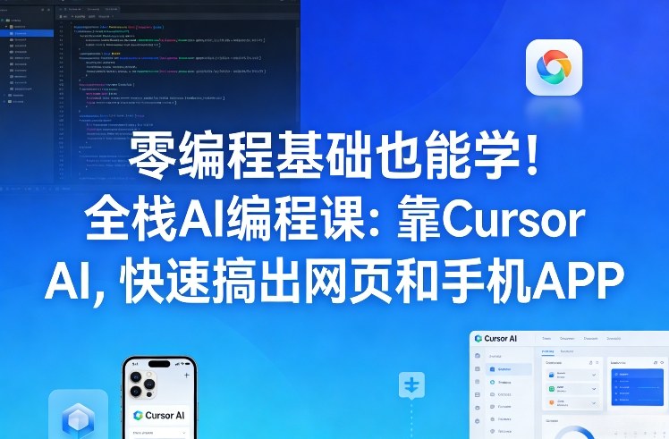 零编程基础也能学！全栈AI编程课：靠Cursor AI，快速搞出网页和手机APP-聚富社