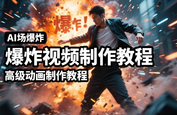 AI场景爆炸视频制作教程，利用人物实拍视频制作出高级的动画特效-聚富社