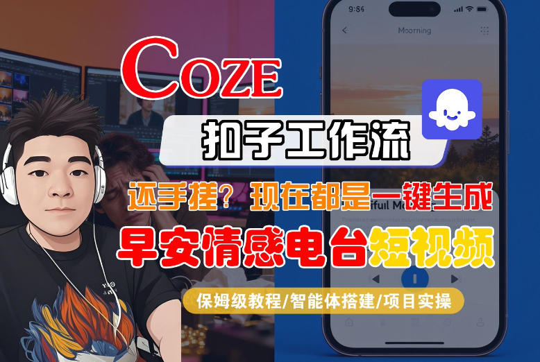 【Coze工作流搭建实操教程】【coze】早安情感电台日签视频还在手动做？用扣子工作流自动生成，省时90%-聚富社
