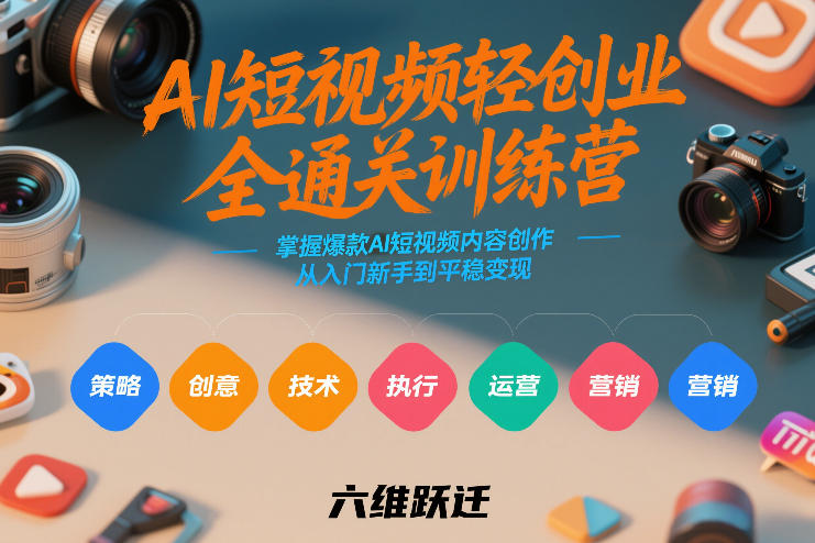AI短视频轻创业全通关训练营，掌握爆款AI短视频内容创作，从入门新手到平稳变现的六维跃迁-聚富社