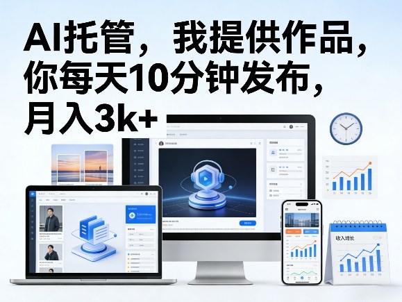 公众号AI托管，我提供作品，你每天10分钟发布，月入3k+【揭秘】-聚富社