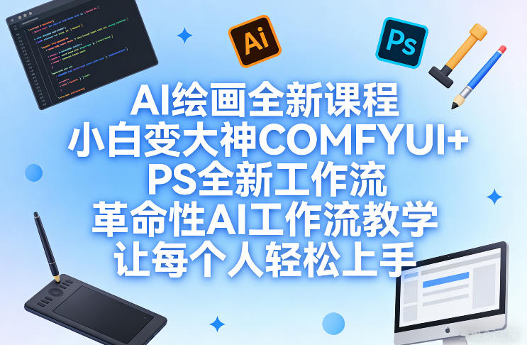 AI绘画全新课程，小白变大神COMFYUI+PS全新工作流，革命性AI工作流教学，让每个人轻松上手-聚富社