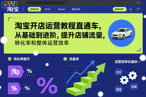 淘宝开店运营教程直通车，从基础到进阶，提升店铺流量，转化率和整体运营效率（更新26年3月）-聚富社
