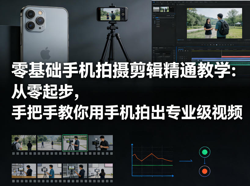 零基础手机拍摄剪辑精通教学：从零起步，手把手教你用手机拍出专业级视频-聚富社